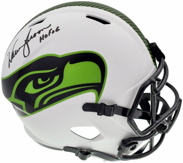 Warren Moon Autographed Signed Seattle Seahawks Lunar Eclipse White Full Size Replica Speed Helmet "HOF 06" Mcs Holo #196472 