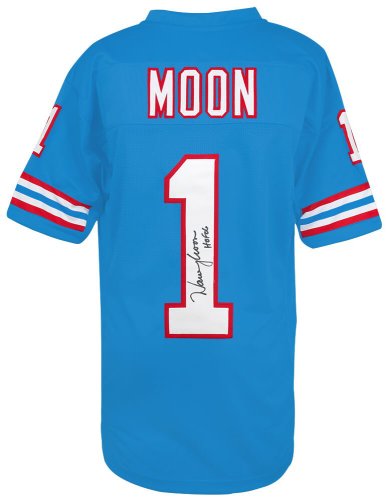 Warren Moon Signed Blue Throwback Custom Football Jersey w/HOF'06 