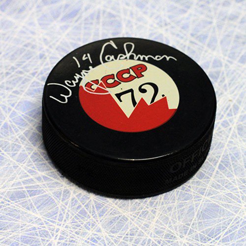 Wayne Cashman Team Canada Autographed Signed 1972 Canada/CCCP Hockey Puck
