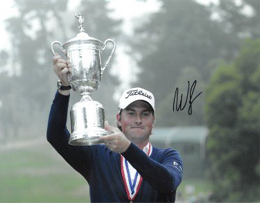 Webb Simpson Autographed Signed PGA 11x14 Photo- JSA Hologram (with 2012 US Open Trophy) 