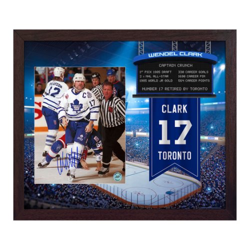 Wendel Clark Autographed Signed Maple Leafs Retired Number Graphic 23x27 Frame 