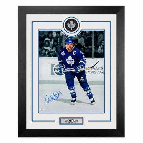 Wendel Clark Autographed Signed Toronto Maple Leafs Puck Logo 26x32 Frame 