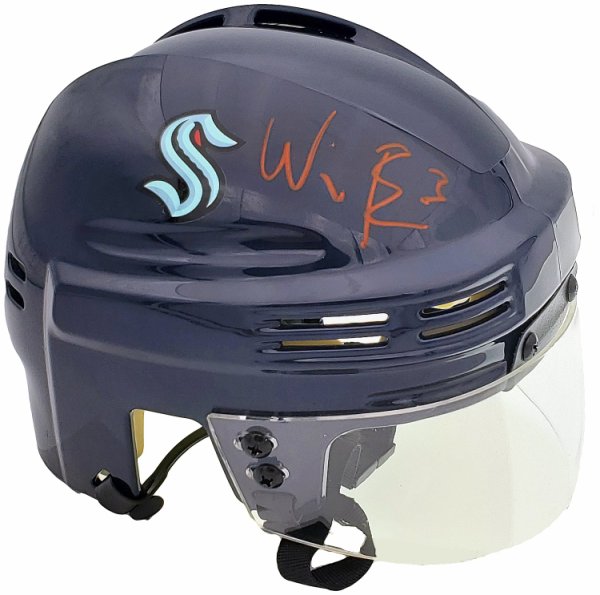 Will Borgen Autographed Seattle Kraken Blue Mini Helmet Fanatics Holo #200305