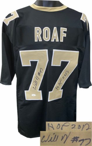 Willie Roaf Autographed Signed Black Custom Stitched Pro Style Football Jersey XL #77 HOF 2012- JSA Witnessed 