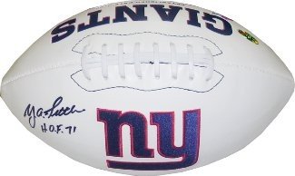 YA Tittle signed New York Giants White Logo Football HOF 71