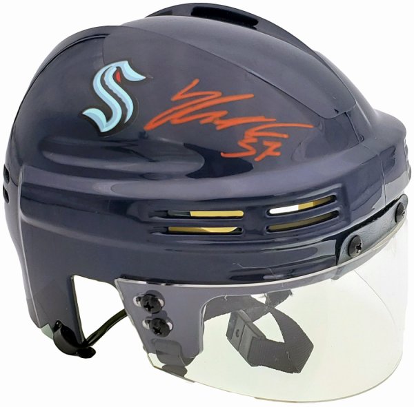 Yanni Gourde Autographed Seattle Kraken Blue Mini Helmet Fanatics Holo #200295
