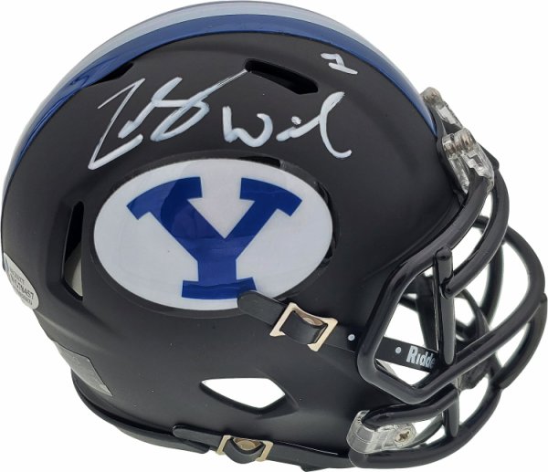 Zach Wilson Autographed Signed Byu Cougars Matte Black Speed Mini Helmet Beckett Beckett 