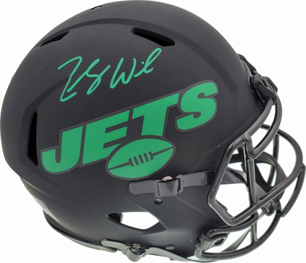 Zach Wilson Autographed Signed New York Jets Eclipse Black Full Size Authentic Speed Helmet Beckett Beckett Qr #194731 