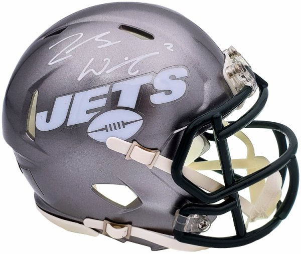 Zach Wilson Autographed Signed New York Jets Flash Silver Speed Mini Helmet Beckett Beckett Qr #198873 