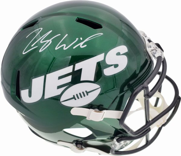 Zach Wilson Autographed Signed New York Jets Green Full Size Replica Speed Helmet Beckett Beckett Qr #194726 