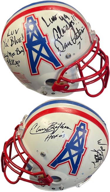 1980 s Houston Oilers Game Used Autographed Signed Riddell AF-2 Proline  Helmet 4 Sigs PSA- Dan Pastorini/Elvin Bethea/Wade & Debbie Phillips