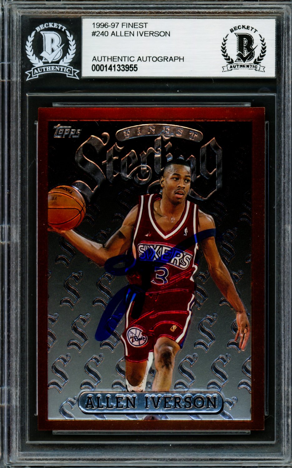 Allen Iverson Autographed Signed 1996 97 Topps Finest Sterling
