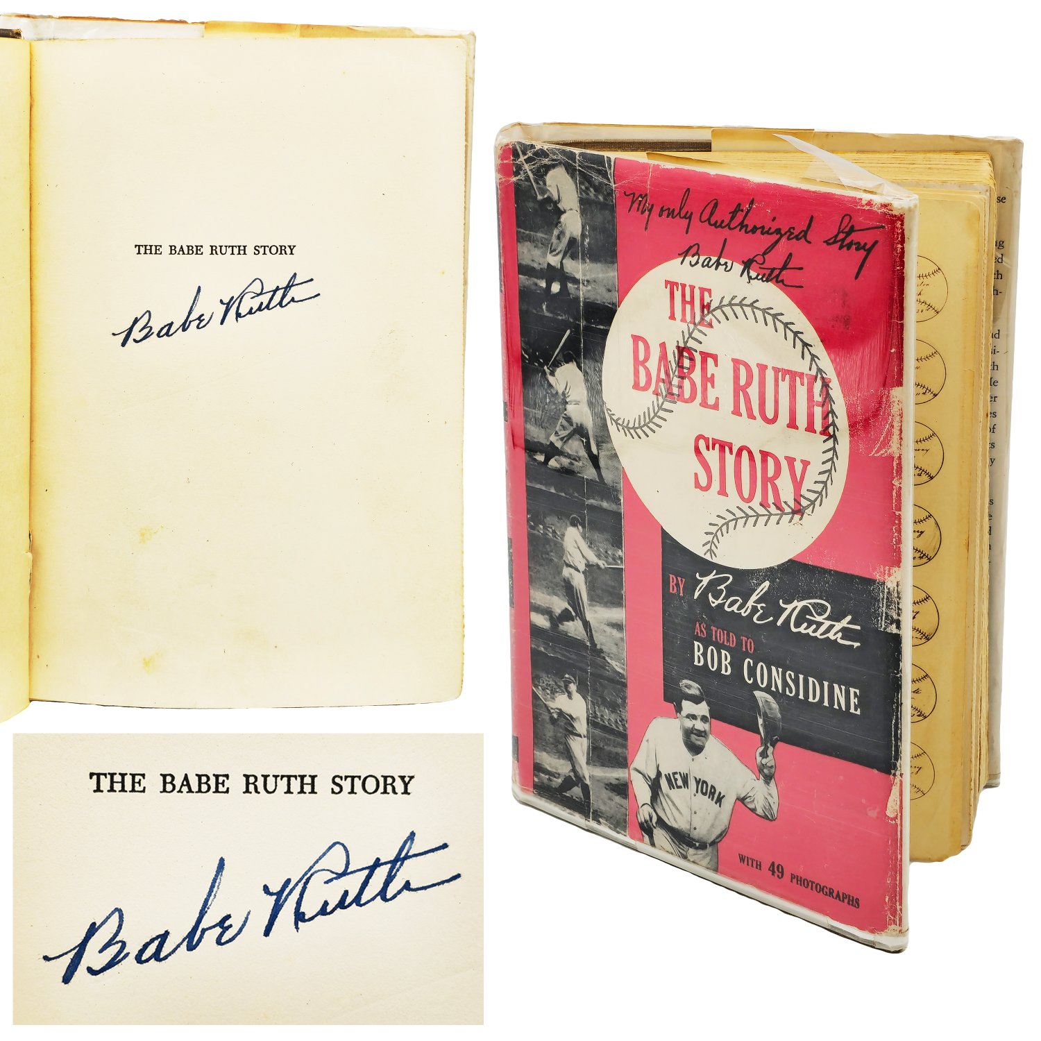 Babe Ruth Autographed Signed The Babe Ruth Story' Book New York Yankees ...
