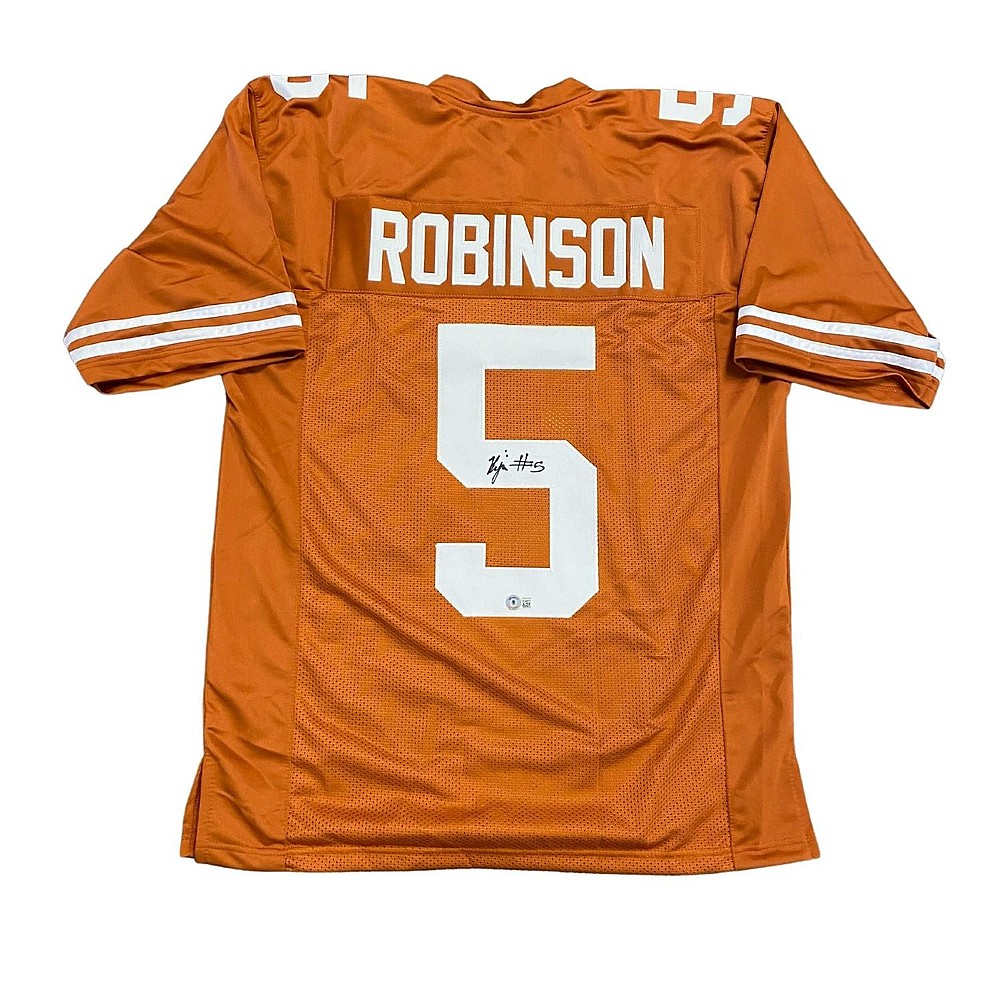 Bijan Robinson Autographed Texas Longhorns Custom Texas Orange #5 Jersey  Signed in Middle - Beckett QR Authentic