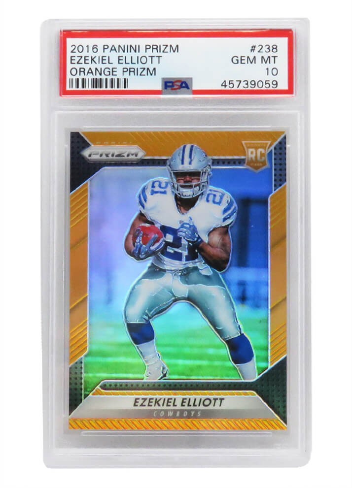 Ezekiel Elliott Dallas Cowboys 2016 Panini Prizm Football 238 Orange Prizm RC Rookie Card PSA 10 GEM MINT