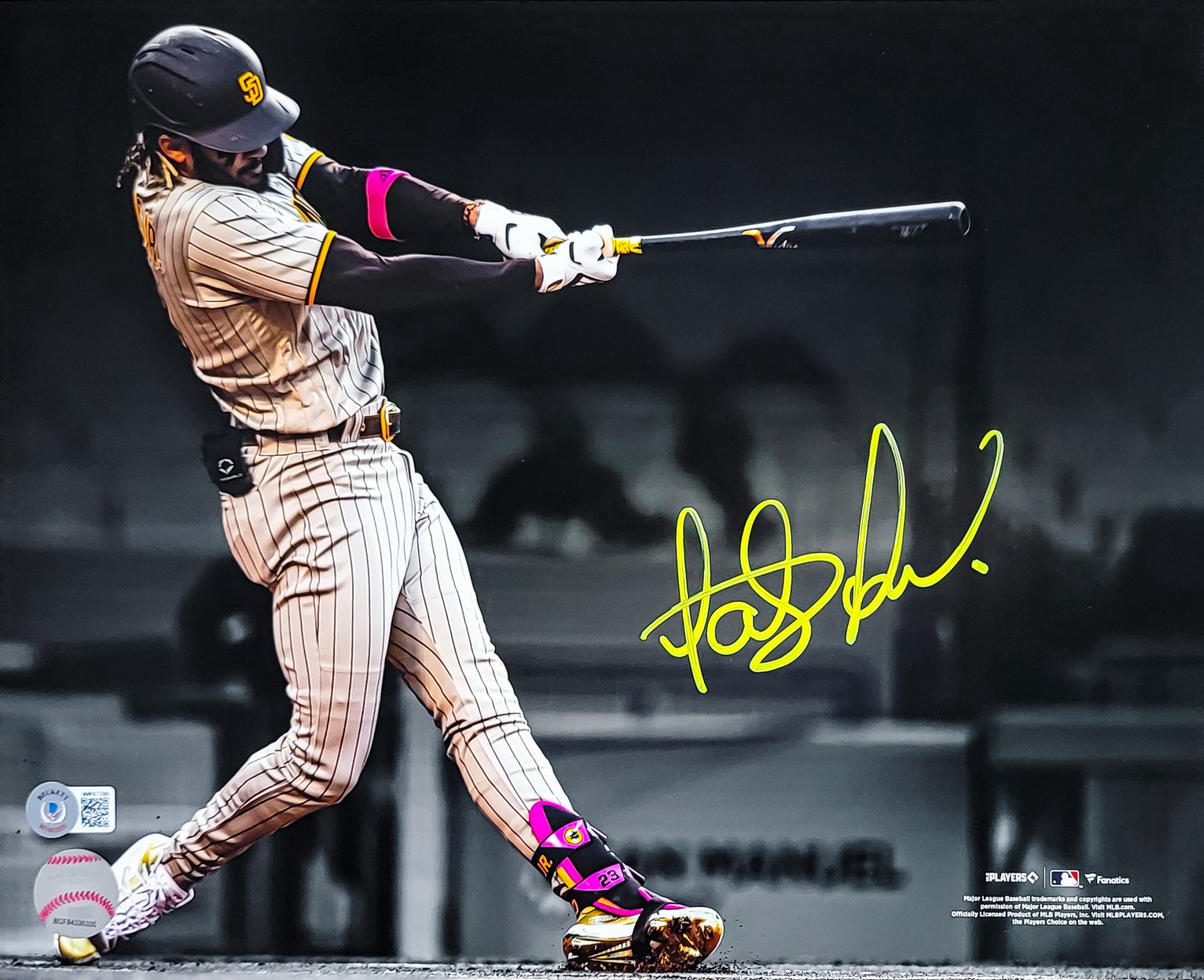Fernando Tatis Jr. Autographed Signed . 11X14 Photo San Diego Padres  Spotlight In Yellow Beckett Beckett Qr