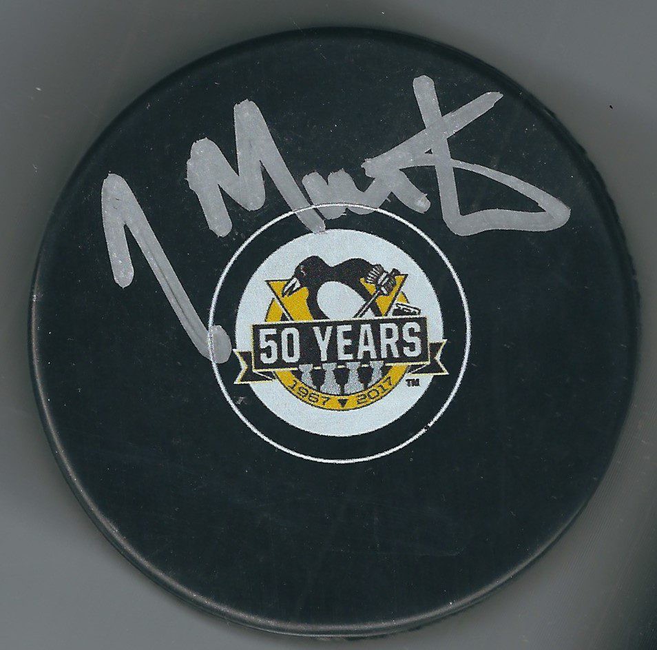 Jacques Martin Autographed Signed Pittsburgh Penguins 50Th Anniversary  Hockey Puck - Autographs, image size:954x943