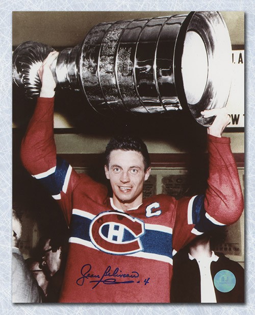 Jean Beliveau Montreal Canadiens Autographed Signed Stanley Cup 8x10 Photo