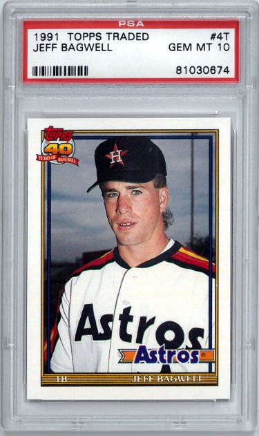 Jeff Bagwell 1991 Topps Traded Rookie Card (RC) #4T- PSA