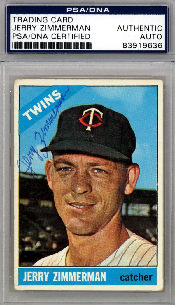 Jerry Zimmerman Autographed Signed 1966 Topps Card #73 Minnesota