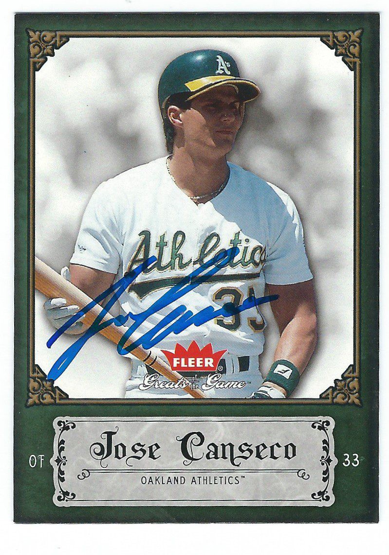 Jose Canseco Autographed Signed 2006 Fleer Greats Of The Game Card