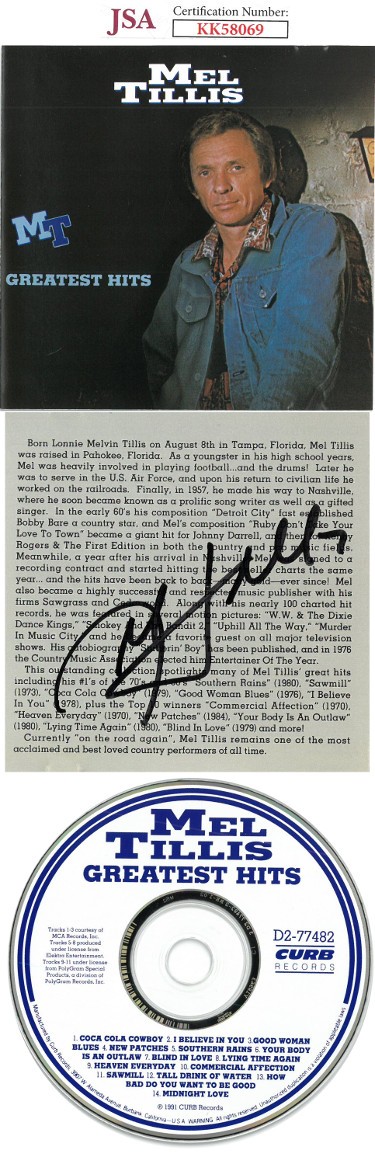 Mel Tillis Autographed Signed 1991 Greatest Hits Album Back Cover