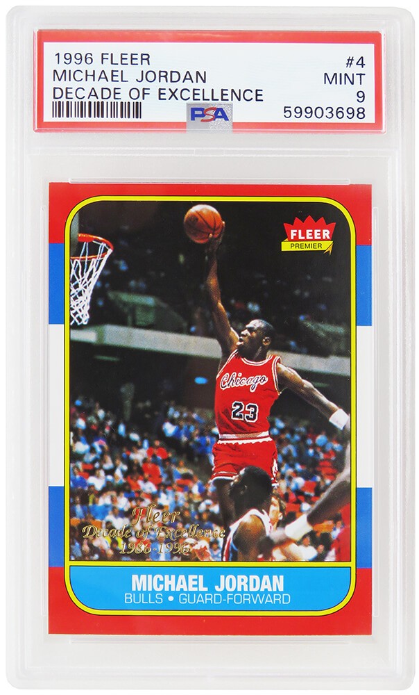 Michael Jordan Chicago Bulls 1996 Fleer Basketball RC Card Image 4 PSA 9 MINT New Label