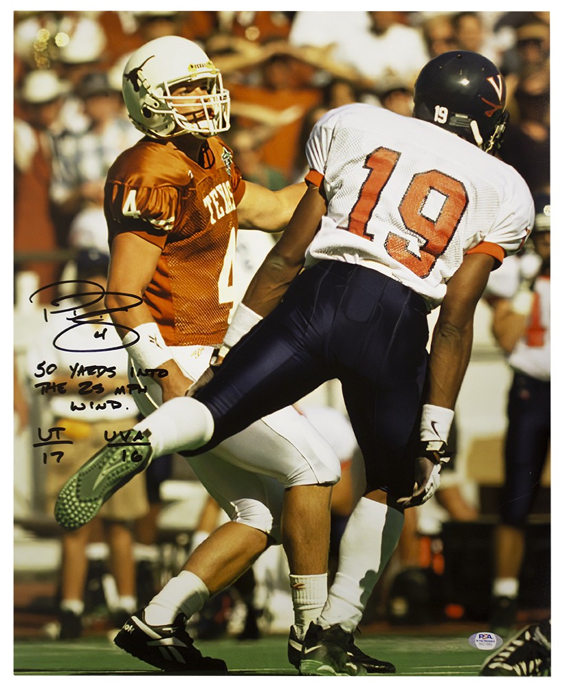 Phil Dawson Autographed Signed Texas Longhorns 16x20 Photo Into the Wind and Score PSA DNA Authentic