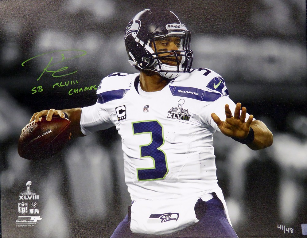 Russell Wilson Autographed Signed 24X30 Stretched Canvas Photo