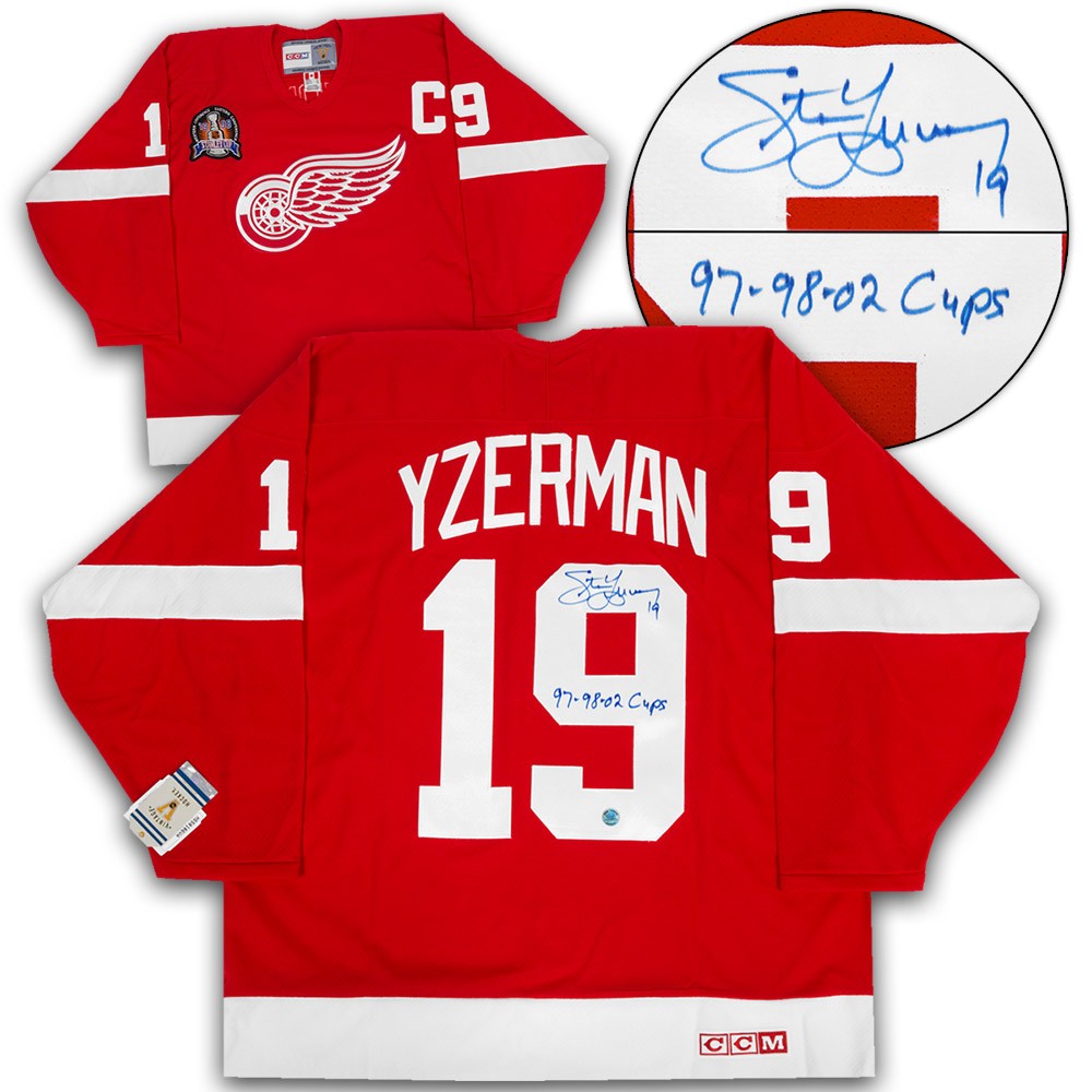 Aj Sports Steve Yzerman Detroit Red Wings Signed Noted Stanley Cup Vintage CCM Jersey
