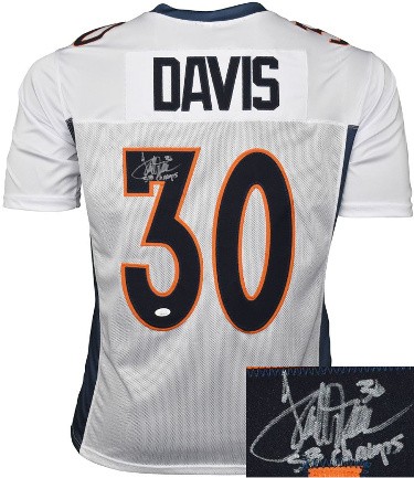 Terrell Davis Autographed Signed Denver White Custom Stitched Pro Style Football Jersey 30 SB Champs XL JSA Witnessed Hologram