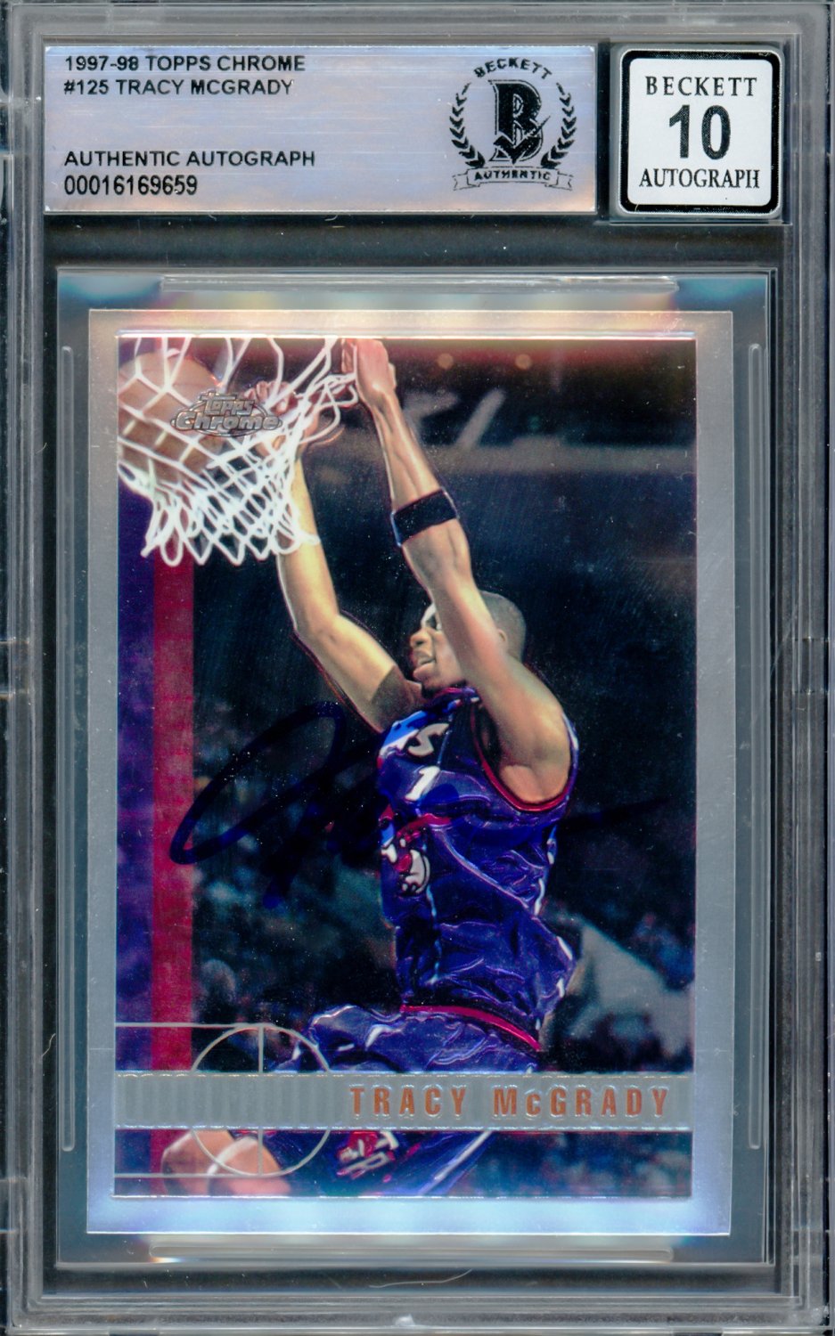 Tracy Mcgrady Autographed 1997-98 Topps Chrome Rookie Card