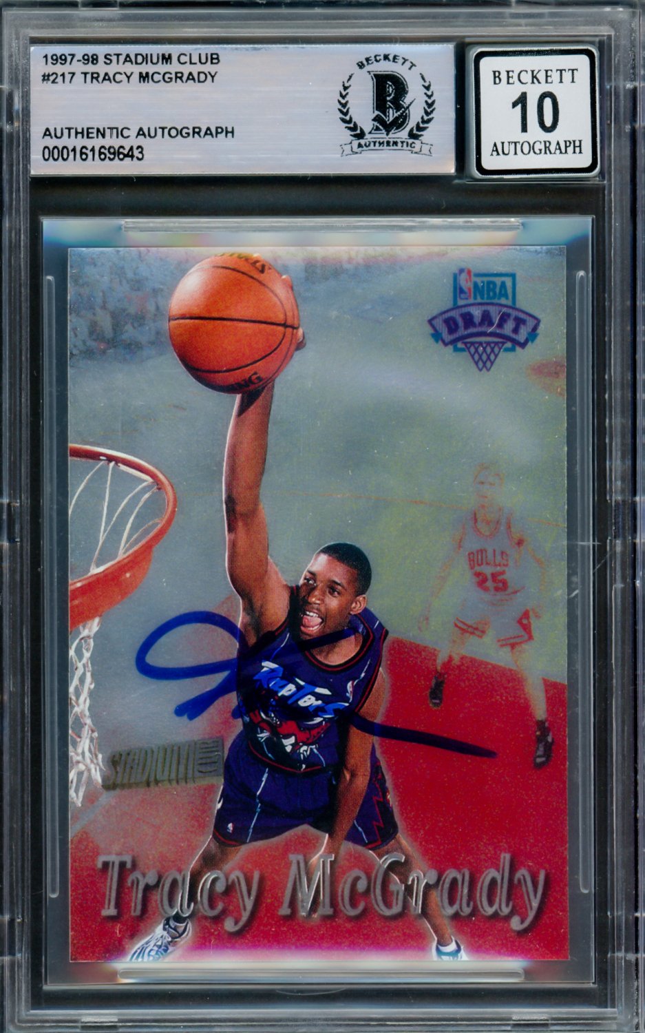 Tracy Mcgrady Autographed Signed 199798 Topps Stadium Club Rookie Card